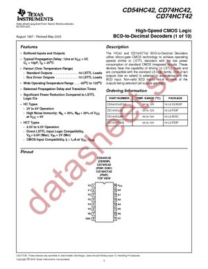 CD74HC42E datasheet  